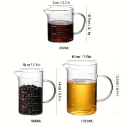 1PC With Lid Versatile Glass Measuring Cup, Precision Scale & Spout, Insulated Handle for Safe Pouring High temperature resistan