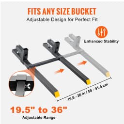 SucceBuy 43"/60" Clamp on Pallet Forks 2000/4000 lbs Tractor Bucket Forks Heavy Pallet Forks for Skid Steer Tractor Attachment