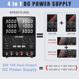 NICE-POWER Multi-channel DC Power Supply Variable 0-240V 0-20A Bench Power Supply, Dual Independent Output, Series and Parallel
