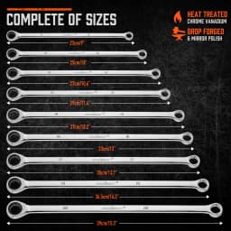 HORUSDY 9Pc Extra Long Ratchet Spanner Set Aviation Double End 8-22mm w/t Pouch