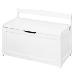 SucceBuy Wooden Toy Chest for Kids Toddler Storage Box with Flip-Top Lid and Safety Hinge for Playroom Living Room or Entry