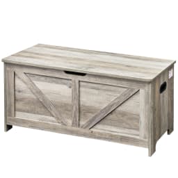 SucceBuy Wooden Toy Chest for Kids Toddler Storage Box with Flip-Top Lid and Safety Hinge for Playroom Living Room or Entry
