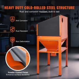 SucceBuy 60 Gallon Sandblasting Cabinet Portable Benchtop Sand Blaster with Blasting Gun Nozzles for Stain Rust Removal