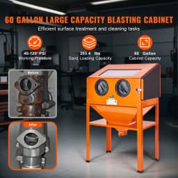 SucceBuy 60 Gallon Sandblasting Cabinet Portable Benchtop Sand Blaster with Blasting Gun Nozzles for Stain Rust Removal