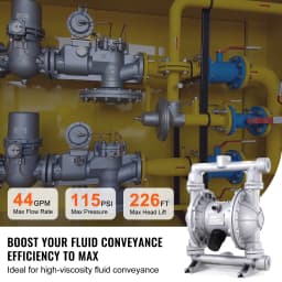SucceBuy Air Operated Double Diaphragm Pump, 44 GPM Max 115PSI Air Waste Oil Pneumatic Transfer Pump for Diesel Grease Oil Use