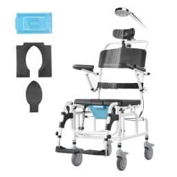 SucceBuy Shower Wheelchair 17.5 in Width Aluminum Alloy Bathroom Wheelchair for Inside Shower for Disabled Adult 300 lbs