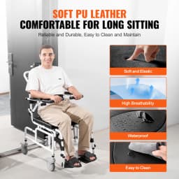 SucceBuy Shower Wheelchair 17.5 in Width Aluminum Alloy Bathroom Wheelchair for Inside Shower for Disabled Adult 300 lbs
