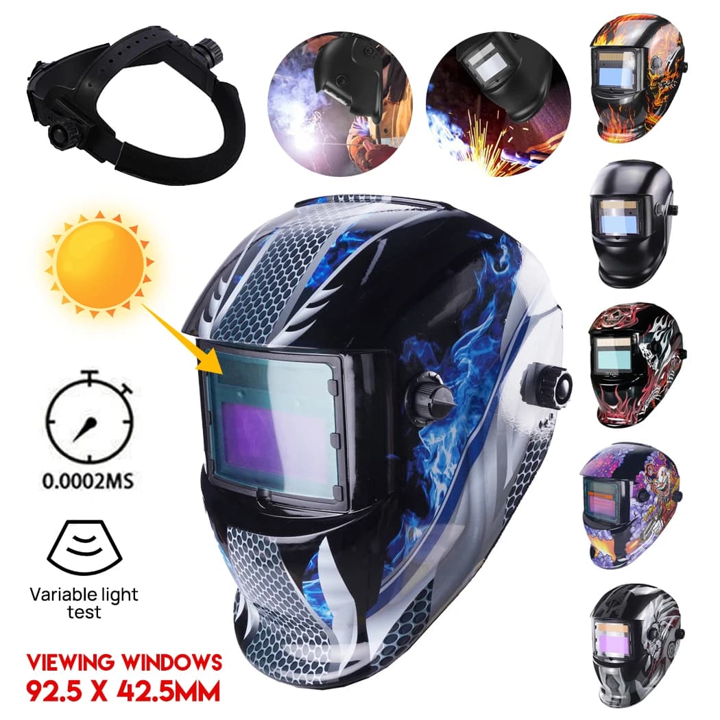 PORIYA Solar Helmet Auto Darkening Welding Welder Lens ARC TIG MIG MAG Large View