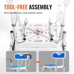 Shower Chair Bath Bench Arms Back for Inside Tub Adjustable Height 400lbs