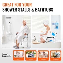 Shower Chair Bath Bench Arms Back for Inside Tub Adjustable Height 400lbs