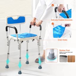 Shower Chair Bath Bench Arms Back for Inside Tub Adjustable Height 400lbs