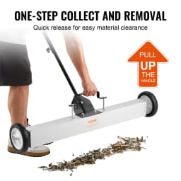 SucceBuy Rolling Magnetic Sweeper with Wheels Push Type Magnetic Pick Up Sweeper Large Magnet Pickup Lawn Telescoping Sweeper