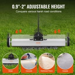 SucceBuy Rolling Magnetic Sweeper with Wheels Push Type Magnetic Pick Up Sweeper Large Magnet Pickup Lawn Telescoping Sweeper