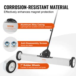 SucceBuy Rolling Magnetic Sweeper with Wheels Push Type Magnetic Pick Up Sweeper Large Magnet Pickup Lawn Telescoping Sweeper
