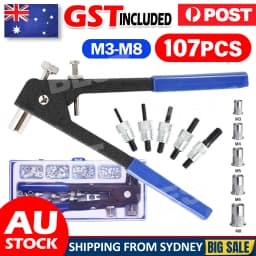 107x Riveter Nut Nutsert Tool Rivnut Gun Wrench Nuts Riveting Kit Mandrels M3-M8