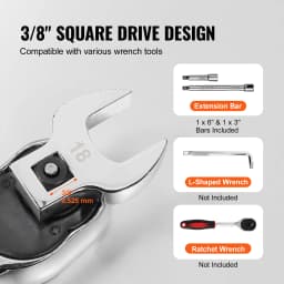 SucceBuy 14/15/20/24PCs Crowfoot Wrench Set 1/2" 3/8" Drive Crows Foot Wrench Set CR-MO Steel Crowfoot Wrench Set