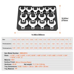 SucceBuy 14/15/20/24PCs Crowfoot Wrench Set 1/2" 3/8" Drive Crows Foot Wrench Set CR-MO Steel Crowfoot Wrench Set