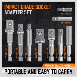 HORUSDY 9Pc Drill Socket Adapter Hex Impact Driver Bit Extension Adaptor 1/4" 3/8" 1/2"