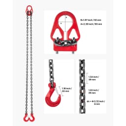 SucceBuy Chain Sling 5/16in x 10ft Lifting Chains with 2 Leg Grab Hooks Adjustable Engine Chain Hoist Lifts for Security Towing
