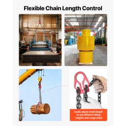 SucceBuy Chain Sling 5/16in x 10ft Lifting Chains with 2 Leg Grab Hooks Adjustable Engine Chain Hoist Lifts for Security Towing