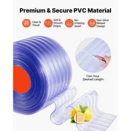 SucceBuy 101/150ft x 12in Ribbed Clear PVC Strip Curtain Walk in Freezer Cooler Bulk Roll Plastic Door Curtain Strips for Garage