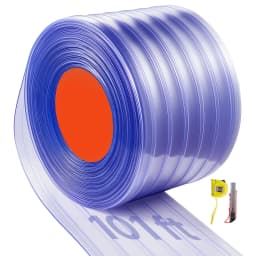 SucceBuy 101/150ft x 12in Ribbed Clear PVC Strip Curtain Walk in Freezer Cooler Bulk Roll Plastic Door Curtain Strips for Garage