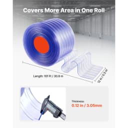 SucceBuy 101/150ft x 12in Ribbed Clear PVC Strip Curtain Walk in Freezer Cooler Bulk Roll Plastic Door Curtain Strips for Garage