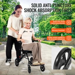 SucceBuy Wheelchair for Adults Foldable Wheelchair with Arms Self-locking Brake 15.75Inch/18Inch/24Inch Wide Seat 220/300lb Load