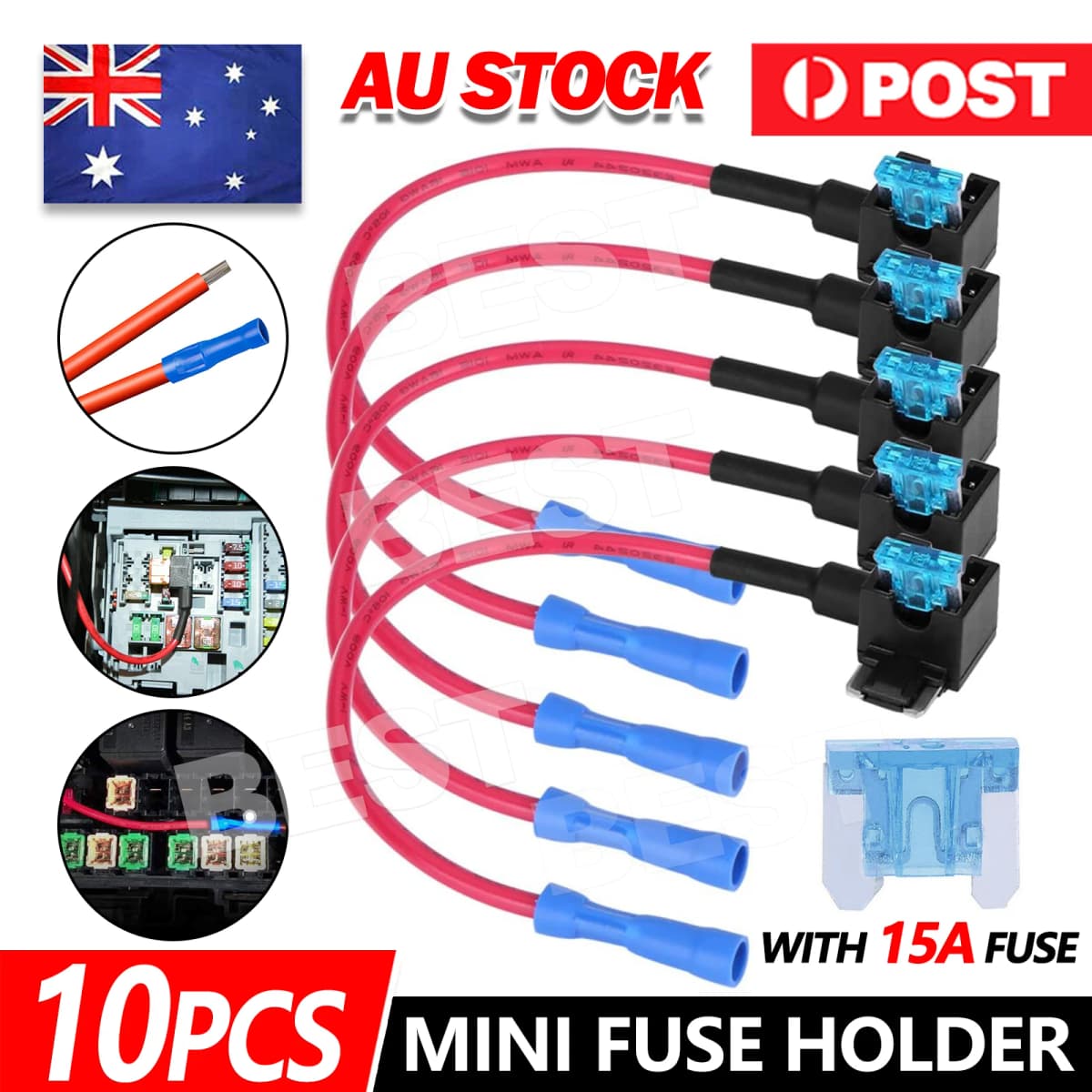 10PCS Add A Circuit Fuse Tap Car Mini Micro Blade Fuse Box Holder 12V Low Profile