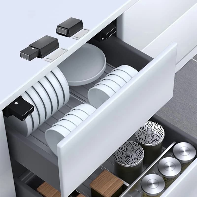2 Pack Heavy Duty Push Latch & Lock For Door Touch Latches And Catch Magnet Push Release Drawer Pull Tip, White Durable