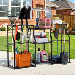 Heavy Duty Garden Tool Organizer Yard Tool Tower Rack Workshop Garage Storage Rack with Slots for Outdoor Shed Tool Rake