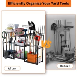 Heavy Duty Garden Tool Organizer Yard Tool Tower Rack Workshop Garage Storage Rack with Slots for Outdoor Shed Tool Rake