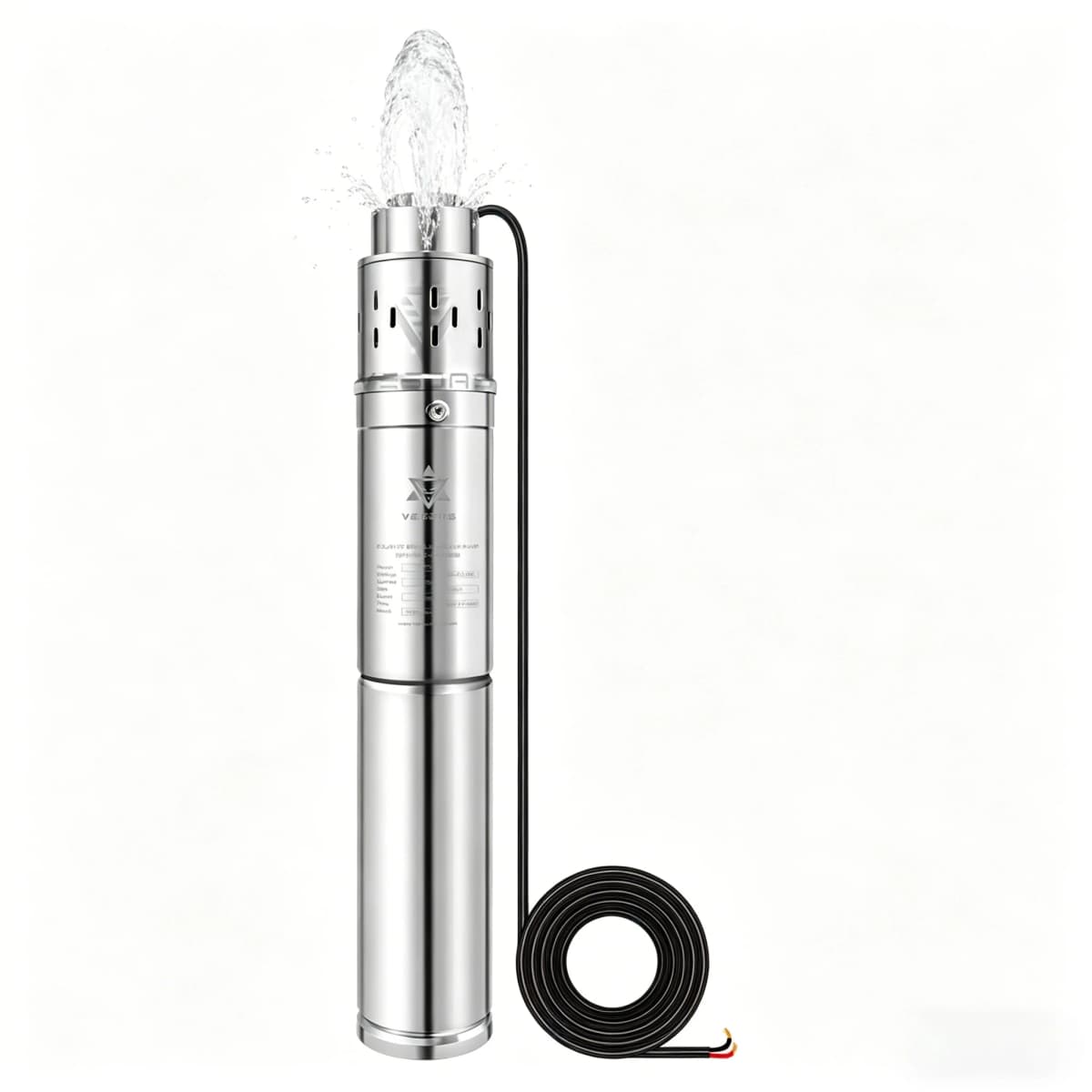 750W/1HP Stainless Steel Solar Deep Well Pump, Built-in Controller, Agricultural Submersible Pump, High Flow Rate 2T/H
