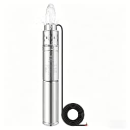 750W/1HP Stainless Steel Solar Deep Well Pump, Built-in Controller, Agricultural Submersible Pump, High Flow Rate 2T/H