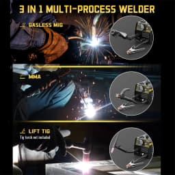 HZXVOGEN HVM140 Flux Core Wire Welding Machine 3 in 1 MMA/Gasless MIG/Lift TIG VRD Synergy Control Interver Welder Without Gas