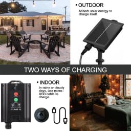 Solar Power 20M LED Festoon String Lights Waterproof Connectable 20LED for Party Holiday Garden Patio Wedding Outdoor
