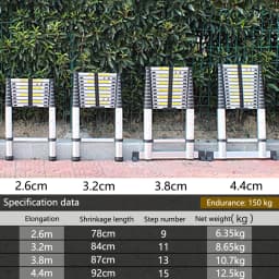 2.6/3.2/3.8/4.4m Telescopic Aluminium Ladder Extend Extendable Adjustable Step