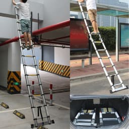 2.6/3.2/3.8/4.4m Telescopic Aluminium Ladder Extend Extendable Adjustable Step