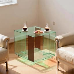 Green-Tinted Acrylic End Table Stand Bedside Nightstand with Open Shelf for Bedroom Living Room Side Table
