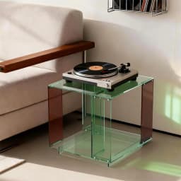 Green-Tinted Acrylic End Table Stand Bedside Nightstand with Open Shelf for Bedroom Living Room Side Table
