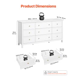 VEVOR 6/9 Drawer Dresser Wooden Chest of Drawers with Sliding and Anti-tip Device for Living Room Hallway Bedroom Entryway