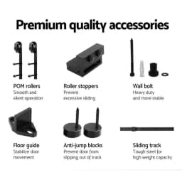 Sliding Barn Door Hardware Track Set 3.66m Heavy Duty Smooth Sliding Door Rail Kit for Wood Doors Interior Home Hardware Adjustable Rollers Quiet Operation