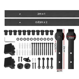 Sliding Barn Door Hardware Track Set 3.66m Heavy Duty Smooth Sliding Door Rail Kit for Wood Doors Interior Home Hardware Adjustable Rollers Quiet Operation