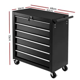 6 Drawer Rolling Tool Cabinet Storage Chest Garage Workshop Toolbox Cart Heavy Duty Metal Organizer Cabinet