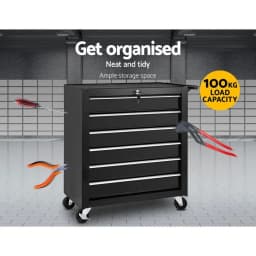 6 Drawer Rolling Tool Cabinet Storage Chest Garage Workshop Toolbox Cart Heavy Duty Metal Organizer Cabinet