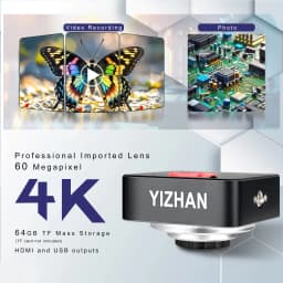 YIZHAN Desktop Industrial Digital Microscope 4K 60MP/48MP/13MP HDMI VGA USB Camera HD Electronic Magnifier Clamp type bracket