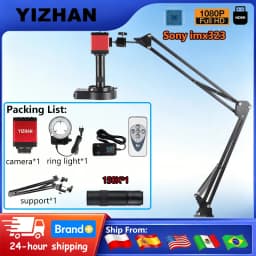 YIZHAN Desktop Industrial Digital Microscope 4K 60MP/48MP/13MP HDMI VGA USB Camera HD Electronic Magnifier Clamp type bracket