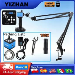 YIZHAN Desktop Industrial Digital Microscope 4K 60MP/48MP/13MP HDMI VGA USB Camera HD Electronic Magnifier Clamp type bracket