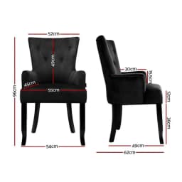 Velvet French Provincial Dining Chair Black Upholstered Accent Armchair Elegant Living Room Side Chair Antique Style Wooden Legs