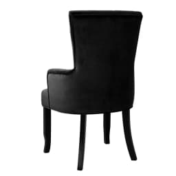 Velvet French Provincial Dining Chair Black Upholstered Accent Armchair Elegant Living Room Side Chair Antique Style Wooden Legs